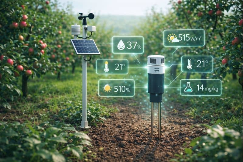 Tarla içinde sensörlerin olduğu bir saha